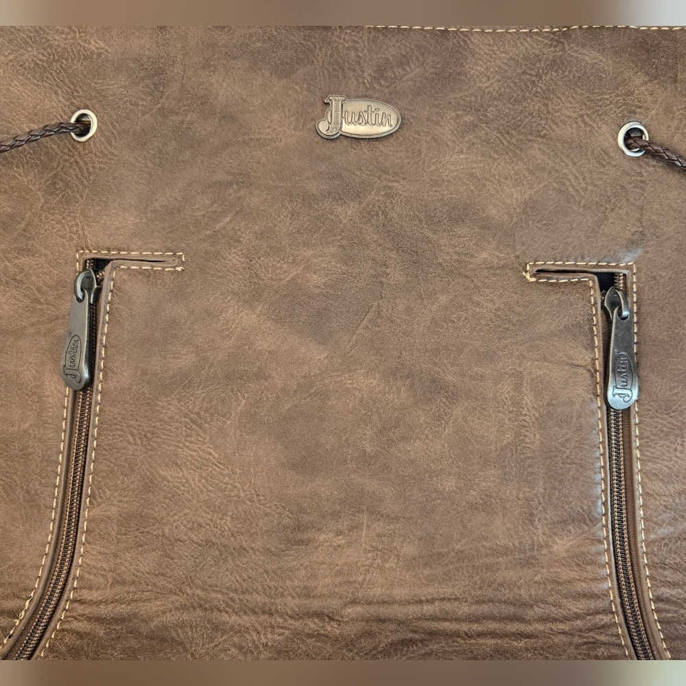 Justin Boots Tan and Brown Tote with Lace Accent - Picture 10 of 10